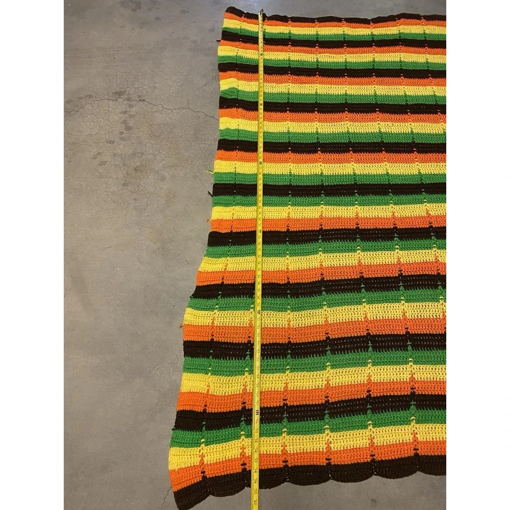 Vintage Hand-Crocheted Afghan Blanket 80
